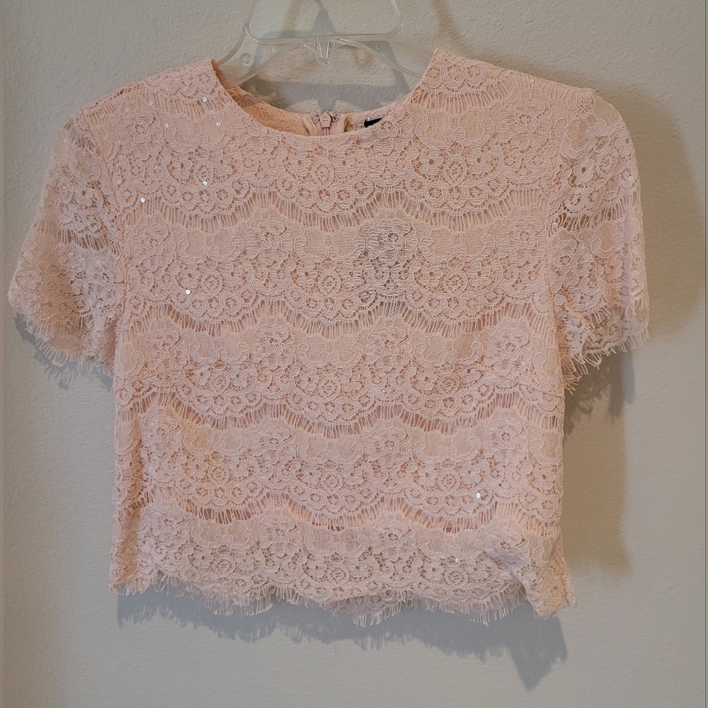 Forever 21 Blush Lace Crop Top
